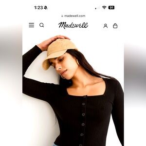 Madewell Rousseau Square neck crop cardigan top